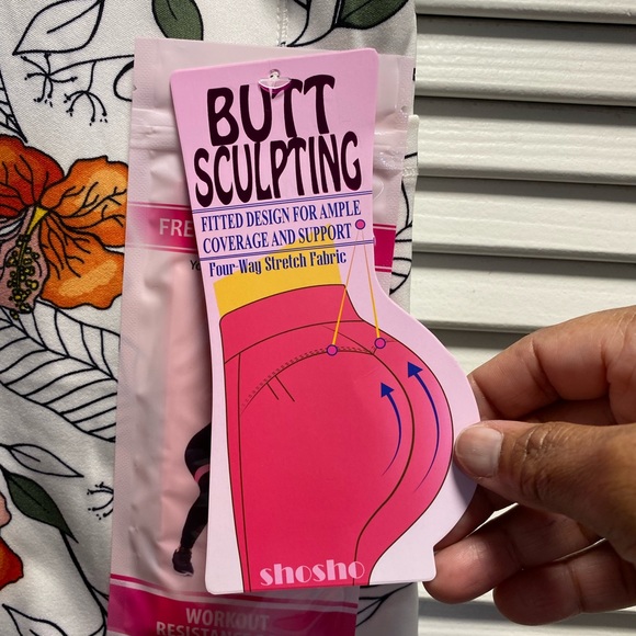 SHOSHO Small Floral Biker Shorts Active Tummy Control W/Pockets - Picture 9 of 10